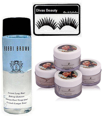

Divas Beauty Eyelashes, Bobbi Brown Instant Long Wear Makeup Remover, Shahnaz Husain Diamond Skin Revival Facial Kit(Set of 3)