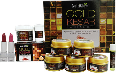 

NutriGlow Gold Kesar Facial Kit (250+10)g with bleach and Makeup Kit(Set of 5)