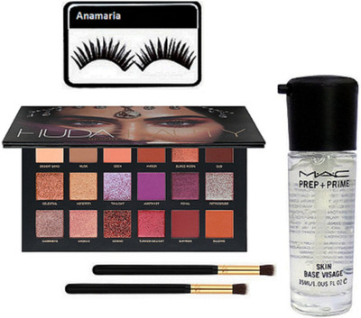 

anamaria Eyelashes & Huda Beauty Desert Dusk Eye shadow Palette, Makeup Brush 2 & Prep+Prime Primer(Set of 5)