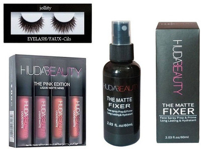 

jollity Eyelash & Huda Beauty Pink Edition & Huda Beauty Make Up Fixer(Set of 6)