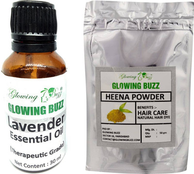 

Glowing Buzz Combo of lavender essential oil and heena powder 50 grams(Set of 2)