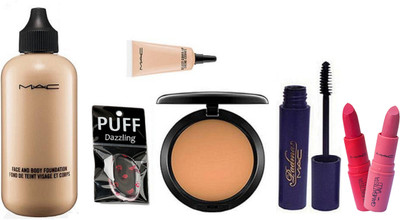 

Dazzling Silicon Puff & Face And Body Foundation & Compact & Lipstick 2 & Select Cover-Up Concealer & Mascara(Set of 7)