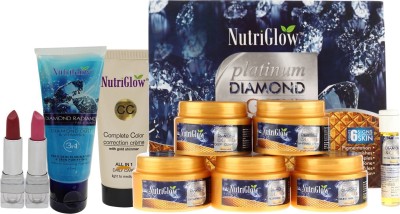 

NutriGlow Platinum Diamond Facial Kit (250+10)g with Face wash (65 ml) Free(Set of 5)