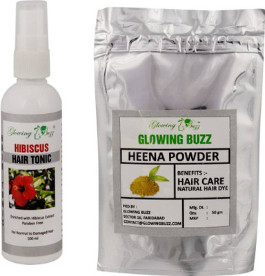 

Glowing Buzz Combo of hibiscus hair tonic and heena powder 50 grams(Set of 2)