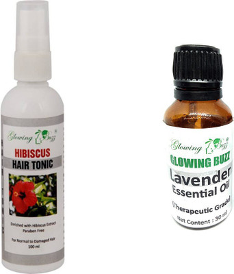 

Glowing Buzz Combo of hibiscus hair tonic and lavender essential oil(Set of 2)