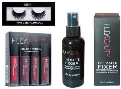 

jollity Eyelash & Huda Beauty Red Edition & Huda Beauty Make Up Fixer(Set of 6)