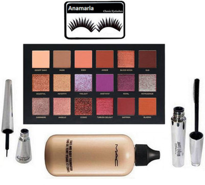 

Anamaria Eyelashes & Mac Huda Beauty Desert Dusk Palette & Face&Body Foundation & Brooke Candy Eyeliner+Mascara(Set of 5)