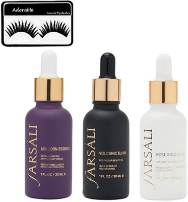 

Adorable eyelashes &farsali Volcanic Elixir,Rose Gold Elixir,Unicorn Essence Face Serum set of 3(Set of 4)
