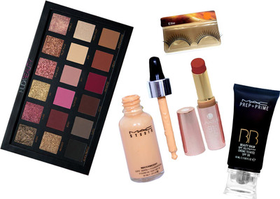 

Ellie Eyelashes& Rose Gold Eyeshadow Palette&Water Wegiht Foundation& Beaty Balm Cream& Lipstick(Set of 5)