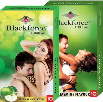 

BLACKFORCE GREEN APPLE JASMINE FLAVOUR 20 PCS IN 2 PACK (COMBO) EXTRA DOTTED Condom(Set of 2, 20S)