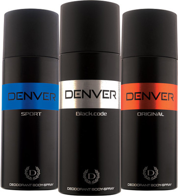 

Denver Original, Sport and Black Code Deo Combo (Pack of 3) Deodorant Spray - For Men(450 ml, Pack of 3)