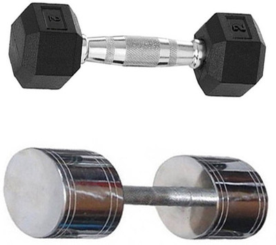 

StepInnStore 4*Kg Dumbbells Combo (1 Pc Hexa +1 Pc Steel ) 2*kg Each Fixed Weight Dumbbell(4 kg)