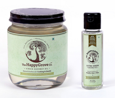 

The HappyGrove Co. Vitamin E And Lauric Acid Rich Cold Processed Extra Virgin Coconut Oil From Fresh Coconut Milk Coconut Oil Jar(2 x 286.5)