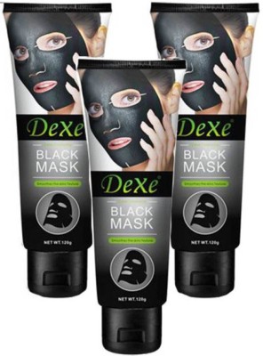 DeXe Acne Purifying & Deep Cleansing Black Head Removal Charcoal Black Peeling Off Mask (120g, Pack of 3)(360 g)