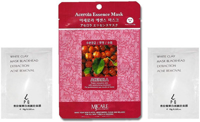 

PG Blackhead Remover White Clay Mask with Acerola Essence Mask for Instant Glow - Pack of 3(10 g)