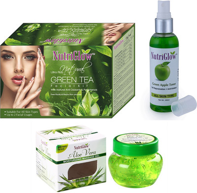 

NutriGlow Natural Ultra Rich Green Tea Facial Kit , 1 Green Apple Toner , 1 Alovera Gel 250 g