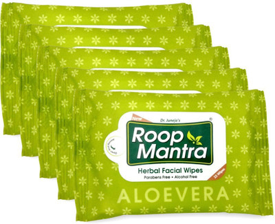 

Roop Mantra Aloevera Facial Cleansing Wipes, 15 Count, Pack of 5 - Facial Wipes for Men & Women, Skincare Wipes(Pack of 15)