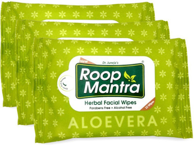 

Roop Mantra Aloevera Facial Cleansing Wipes, 15 Count, Pack of 3 - Facial Wipes for Men & Women, Skincare Wipes(Pack of 15)