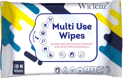

Wiclenz Antibacterial Multi Use Wipes - Pack of 10 Wipes - Pack of 3(Pack of 10)