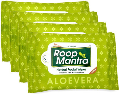 

Roop Mantra Aloevera Facial Cleansing Wipes, 15 Count, Pack of 4 - Facial Wipes for Men & Women, Skincare Wipes(Pack of 15)