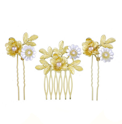 

UNIK CARAT Floral Hair Pin & Comb Set Hair Pin(Gold)
