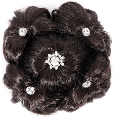 

HONBON Artificial Juda Accessories For Women and Girls with Stone Work Juda For Festives Designer Stone Bridal Wedding Extension Juda Accessories Hair Extension