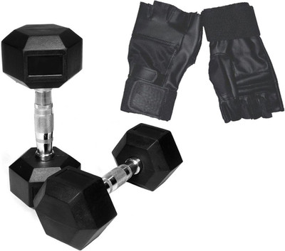 

StepInnStore " *SUPERB* " HEXA DUMBBELL10*Kg(5"Kg Each)+ Pair Gym Gloves Gym & Fitness Kit