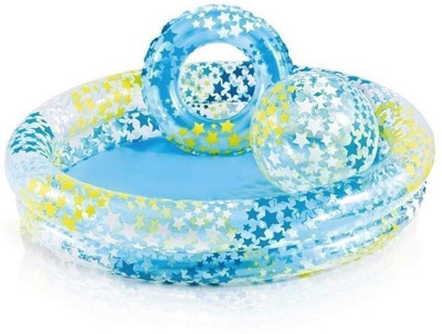 

Nyrwana Intex Stargaze Kids Pool Set, with 1 Pool Rings and 1 Water Play Ball Inflatable Pool(Printed Star Blue)