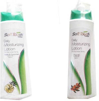

Soft Touch Daily Moisturizing Lotion-Neem & Cucumber AND Olive Oil Enriched With Vitamin E.(500 ml)