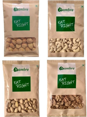 

Hambre Dry Fruit Combo Akhrot, Kaju, Pista, Khumani, 1kg (250gx4), Pack of 4 Walnuts, Cashews, Pistachios, Apricots(1000 g, Pouch)
