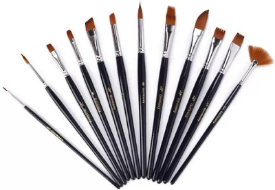

kraftmasters Set Of 12Pc Different Style Size Artist Painting Brush(Black)