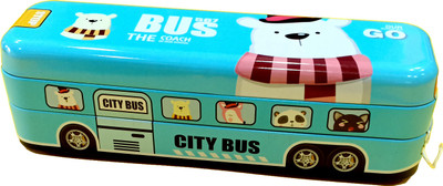 

Contrive bus pencil box Bus multilayered Pencil Box Art Metal Pencil Box(Set of 1, Blue)