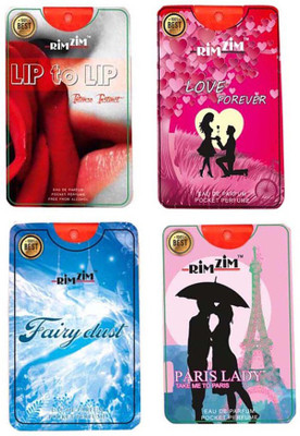 

RimZim Combo of Lip to Lip,Love Forever,Paris Lady,Fairy Dust Pocket Perfume - 80 ml(For Men & Women)
