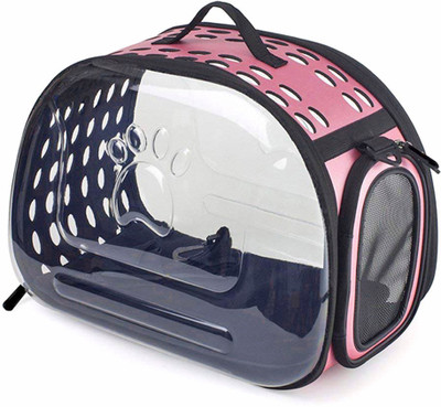 

Urbancart Transparent Foldable / Portable Pet Carrier With Breathable Holes ( Pink ) Airline Pet Carrier(Suitable For Cat, Dog)