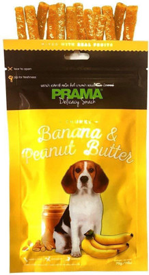 

Prama Fresh Chicken Meat Exotic Flavored Banana, Peanut Butter Dog Treat(70 g, Pack of 2)
