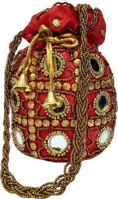 

Filora Women's Ethnic Rajasthani Silk Potli Bag Potli(Red)