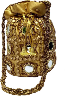 

Filora Women's Ethnic Rajasthani Silk Potli Bag Potli(Gold)