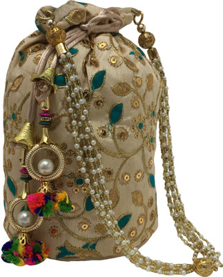 Filora Women's Ethnic Rajasthani Silk Potli Bag Potli(Green)