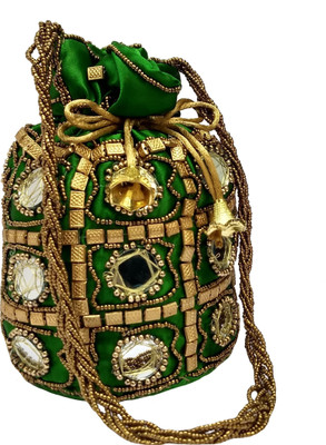 

Filora Women's Ethnic Rajasthani Silk Potli Bag Potli(Green)