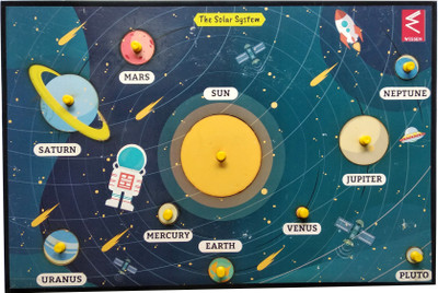 WISSEN Wooden Solar System Knob Puzzle Tray(1 Pieces)