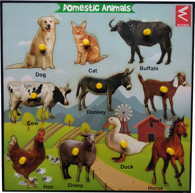 

WISSEN Wooden Domestic Animal Knob Puzzle Tray 12*12 INCH(1 Pieces)