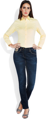 

Park Avenue Women's Solid Formal Yellow Shirt, Light yellow