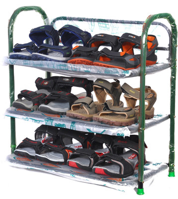 Patelraj Metal Shoe Stand(Black, 3 Shelves)