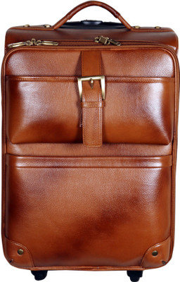 

HYATT Genuine Leather Trolley bag Small Travel Bag - Medium(Tan)