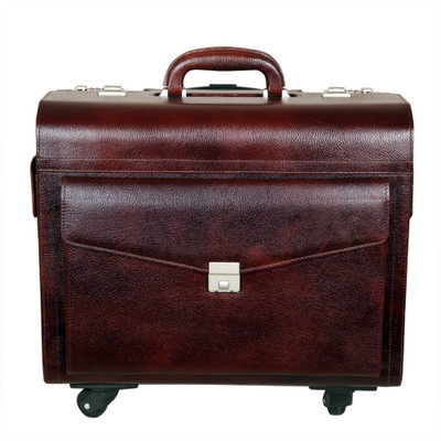 

HYATT Genuine Leather Pilot Trolley bag Small Travel Bag - Medium(Brown)