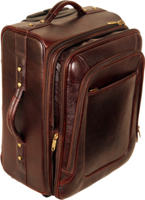 

HYATT Genuine Leather CABIN laptop trolly bag Small Travel Bag - Medium(Brown)
