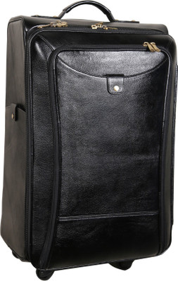 

HYATT Genuine Leather Trolley bag Small Travel Bag - Medium(Black)