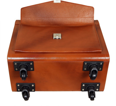 

HYATT Genuine Leather Pilot Trolley bag Small Travel Bag - Medium(Tan)