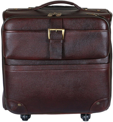 

HYATT Genuine Leather Trolley bag Small Travel Bag - Medium(Brown)