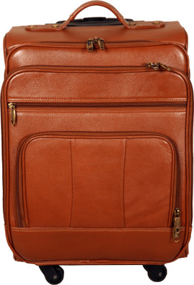 

HYATT Genuine Leather CABIN laptop trolly bag Small Travel Bag - Medium(Tan)